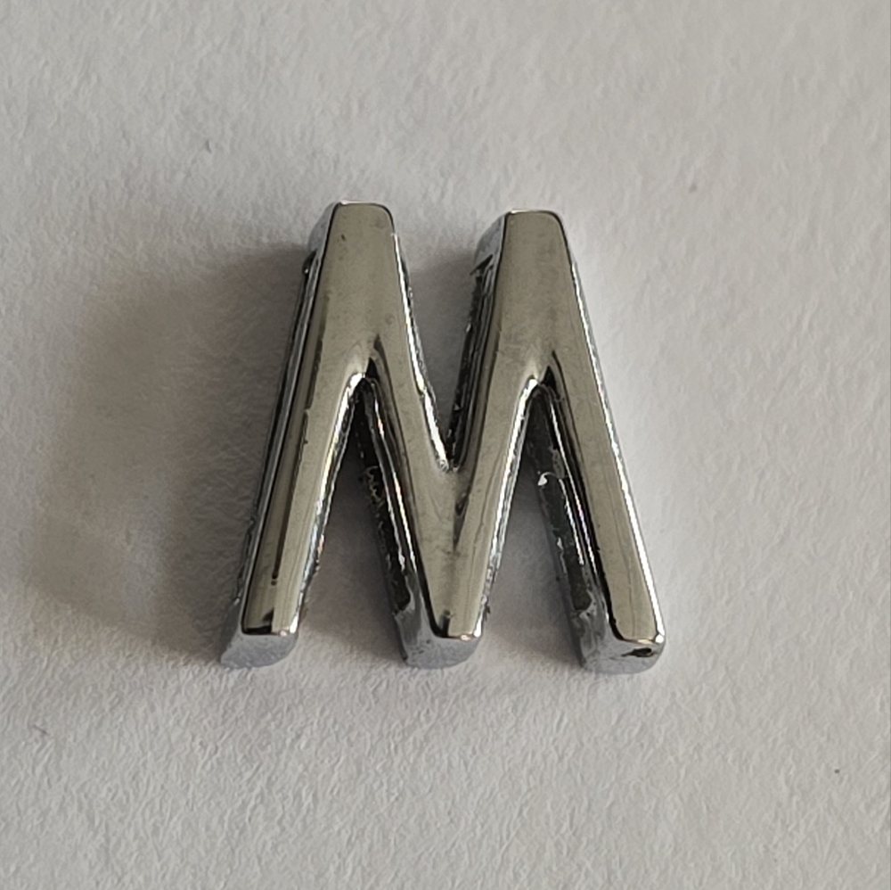 Letter M W charm silver tone alphabet monogram initial word jewelry